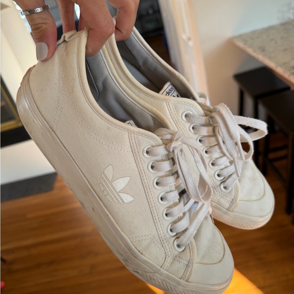 adidas White Canvas Low Profile Sneakers - Picture 3 of 3